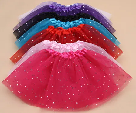 Nuevas niñas brillo ballet dancewear tutu falda niñas bling lentejuelas tul tutu faldas princesa vestir paillette faldas traje 12 unids / lote