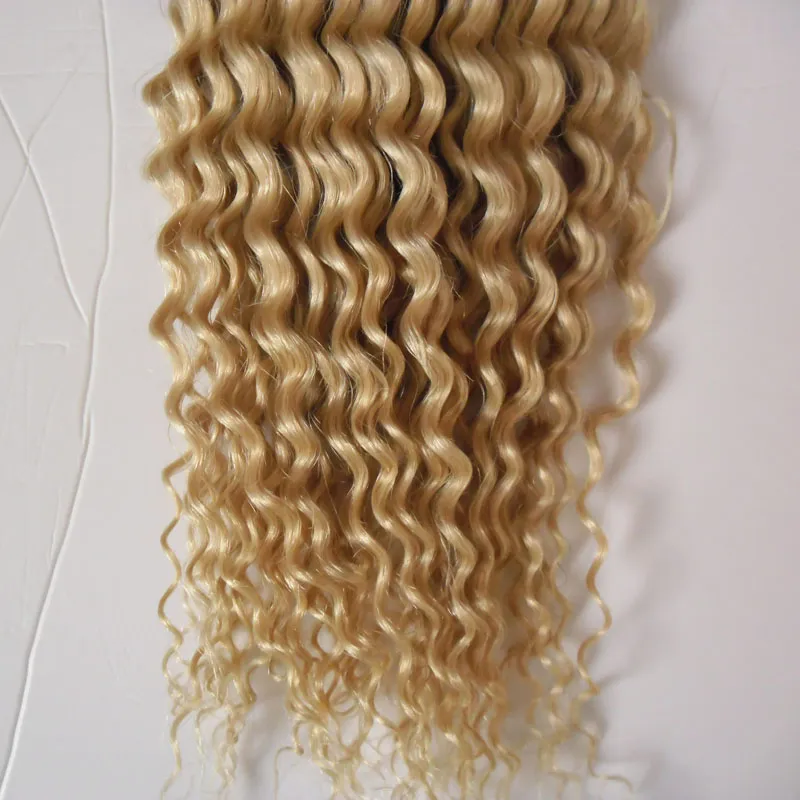 #613 Bleach Blonde Afro Kinky Curly Clip we włosach 100G 4A 4B 4 Cafrican American Clip w ludzkich przedłużanie włosów 273a