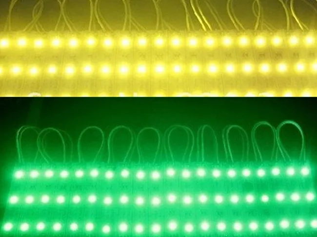 500 pièces SMD 3528 modules LED pour la conception de lettres jaune/vert/rouge/bleu/blanc/blanc chaud/blanc froid étanche IP65 3leds DC12V lumière LED