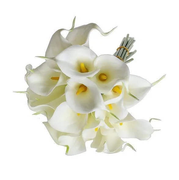Calla Lily Bridal Wedding BouquetBride flowers PU Real Touch Yellow Mini Calla Lily Bouquets HP006