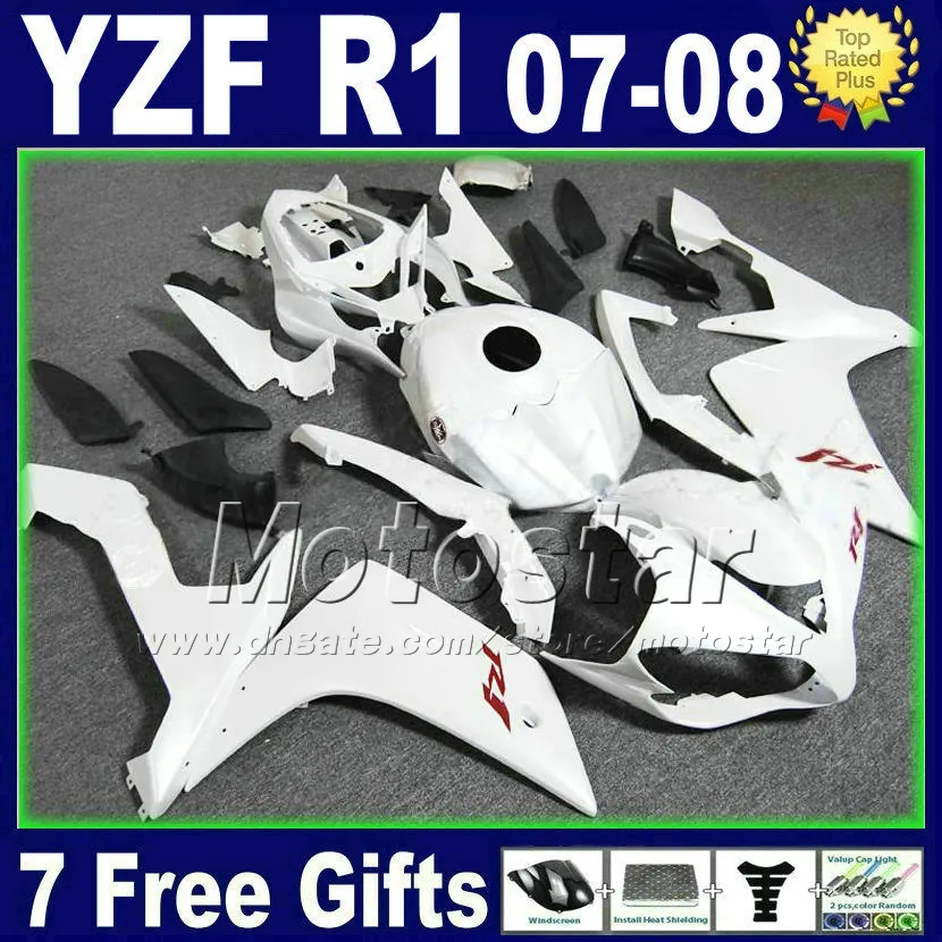 Kit de carenado blanco mate mate para YAMAHA R1 2007 2008 Juego de inyección de plástico 07 08 yzf R1 carenado kits motocicleta 2TH6