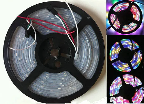 5M 5V 60LED / m00LEDS Programmerbar WS2812B RGB 5050 LED Strip Digital Individuellt adresserbar Magic Dream Color Vattentät IP67