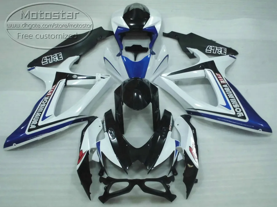 Hoge kwaliteit ABS Fairing Kit voor Suzuki GSXR750 GSXR600 2008-2010 K8 K9 Blue White Black Fackings Set GSXR600 / 750 08 09 10 FA18