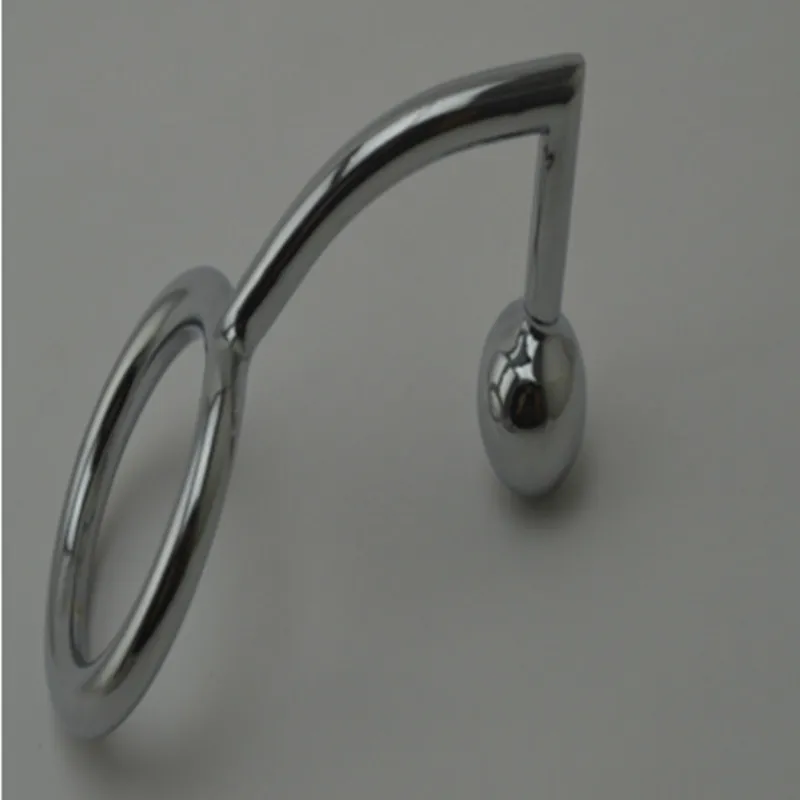 Stainless Steel Anal Hook With Ball Cock Rings Metal Anus Butt Plug Male Penis Rings Fetish Erotic Sex Products For Men8560944