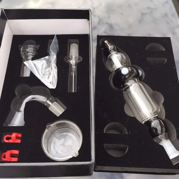 Nectar Collector Kit 14mm led i svarta klara färger full med 8 tillbehör Titan naglar för hookahs vax torr ört