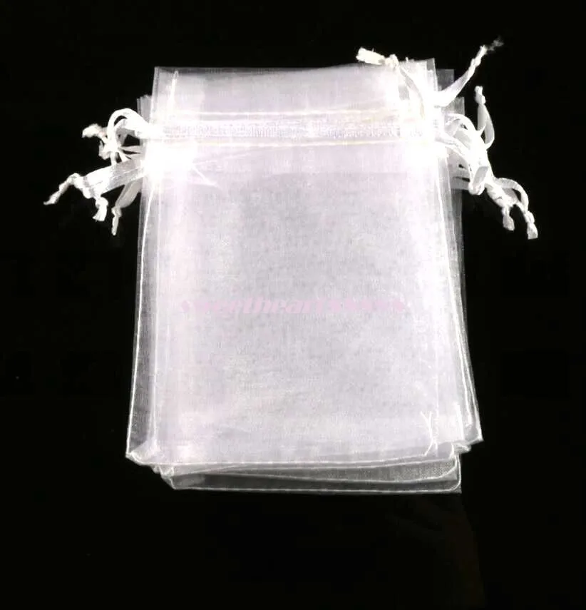 100 stks veel Verkopen 4 Maten Witte Organza Sieraden Gift Pouch Tassen Voor trouwbedankjes kralen sieraden253G