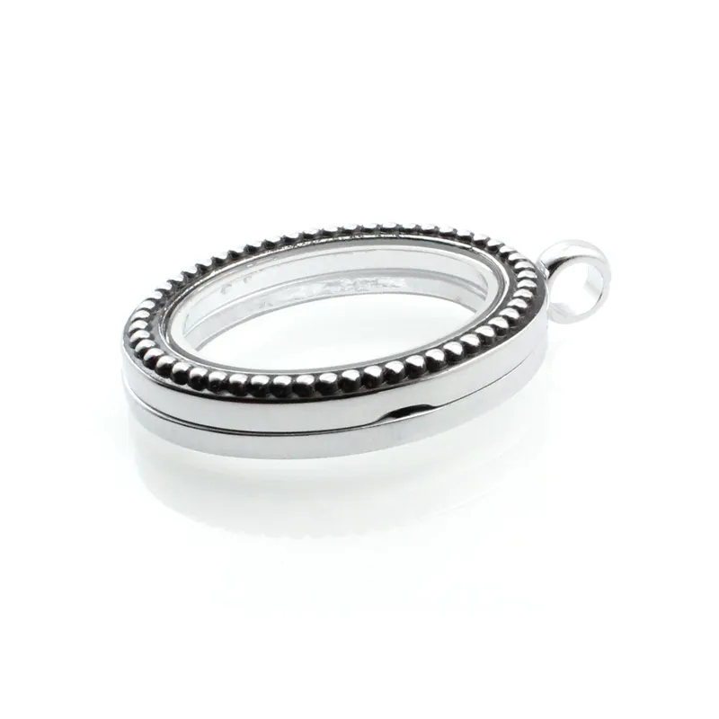Silver oval magnetiskt glas flytande charm locket 28x34mm kedjor ingår gratis lsfl08-1
