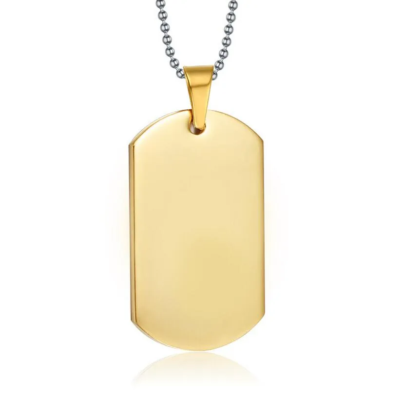 Stainless Steel Personalized Dog Tag Necklace 18K Gold Plated Military Dog Tag Engraved Custom Stamped Blanks Name Necklace