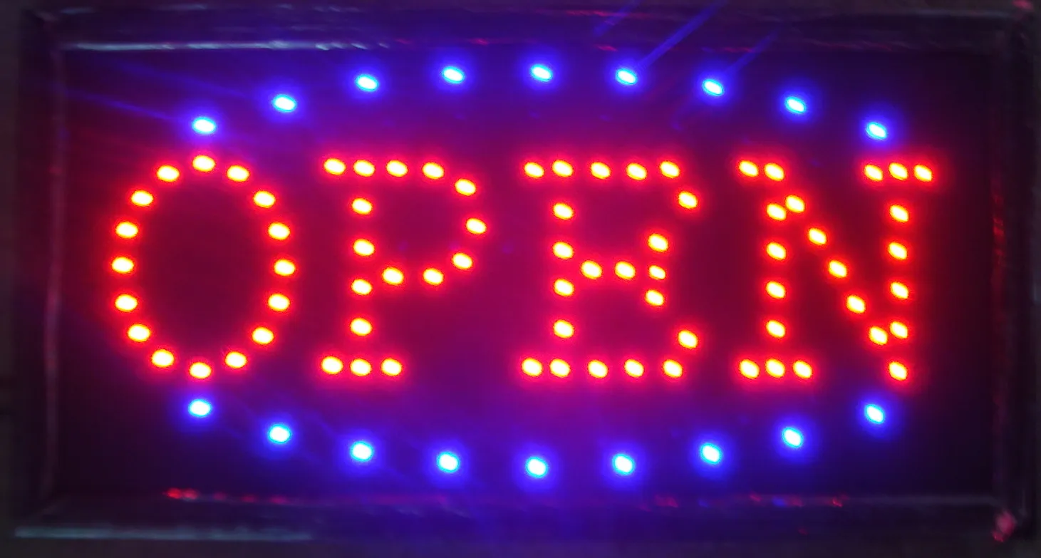 Súper personalizado personalizado LED Abra la cartelera 19 * 10 pulgadas interior