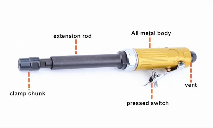 extension rod pneumatic engraving power tools air carve tool wind grinding machine air grinder miller sanding polishing with grinde bits