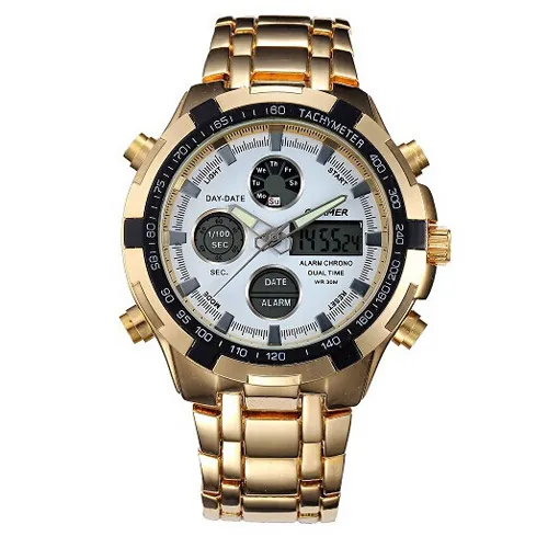 Fashion Mens Sport Watch Led Gold Big Face Quartz Watch Men Waterproof Wrist Watch Male Watches Clock relogio masculino