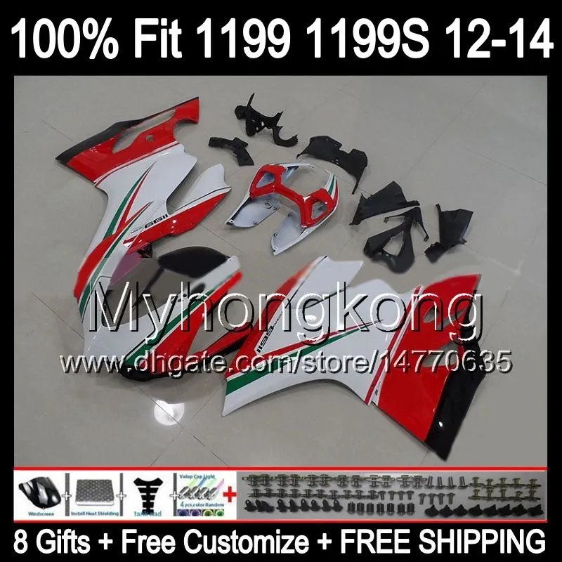 Ducati 1199のパニゲール赤ホワイト1199S 12-13 11Y4 12 13 2012 2013赤緑白1199 1199S BodyWork Kit