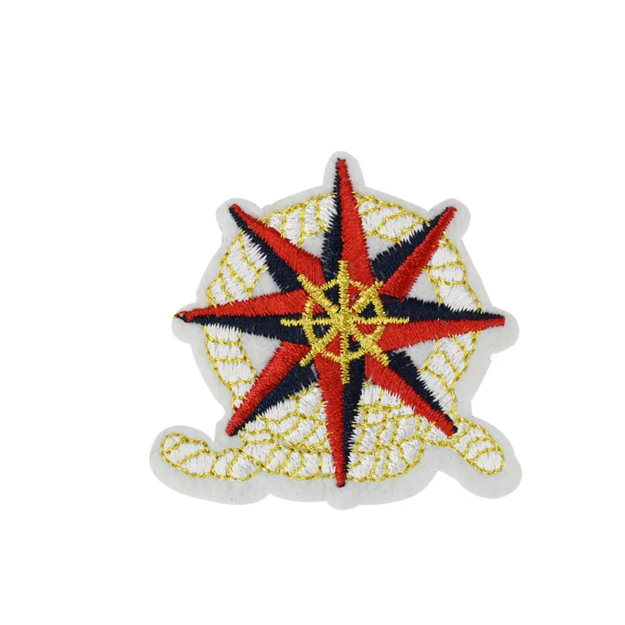 10PCS Rudder Badge Patches for Clothing Bags Iron on Transfer Applique Patch for Jeans Sew on Embroidery Eight Pointed Star Patch DIY