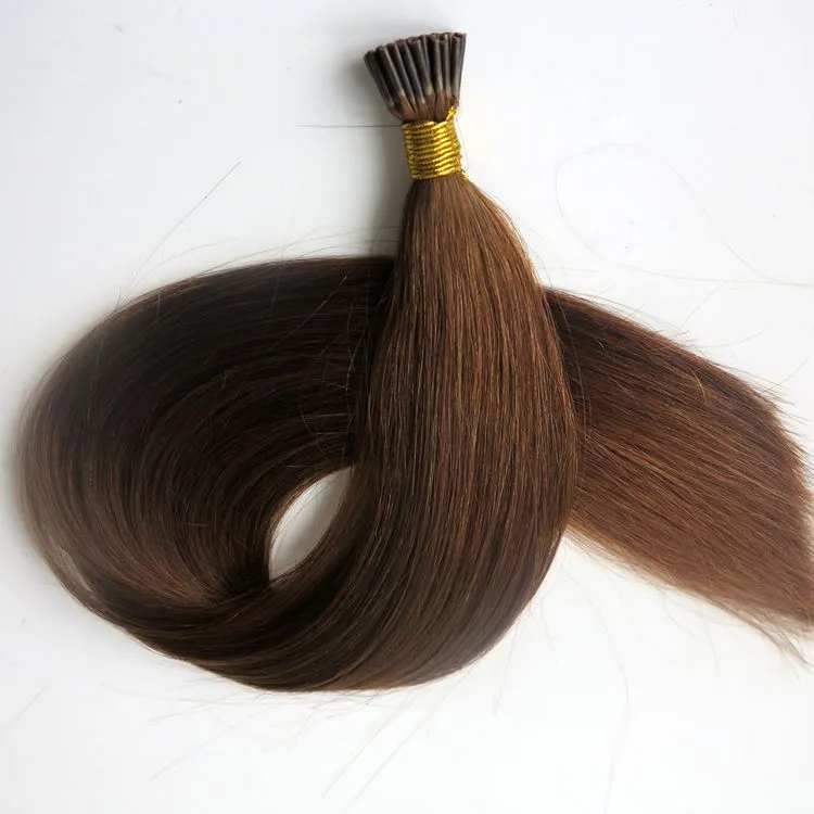 Extensions de cheveux humains brésiliens pré-collés I tip 50g 50Strands 18 20 22 24 pouces # 6 / produits de cheveux indiens brun moyen