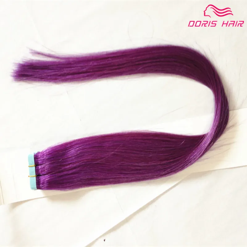 Venda Extensões de cabelo de fita adesiva reta e sedosas Misture coloras rosa azul de fita verde roxa em fita de cabelo humano no cabelo7461805