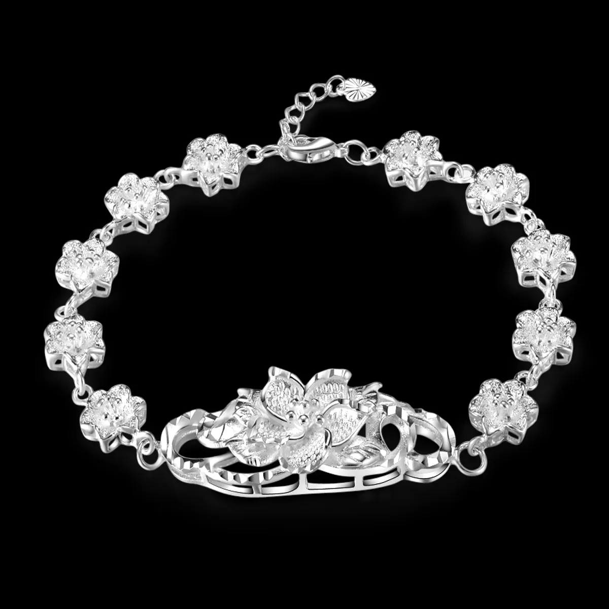 Livraison gratuite avec numéro de suivi mode Top vente 925 argent ensemble grand et petit Rose Bracelet collier ensemble bijoux en argent 10 ensemblepas cher