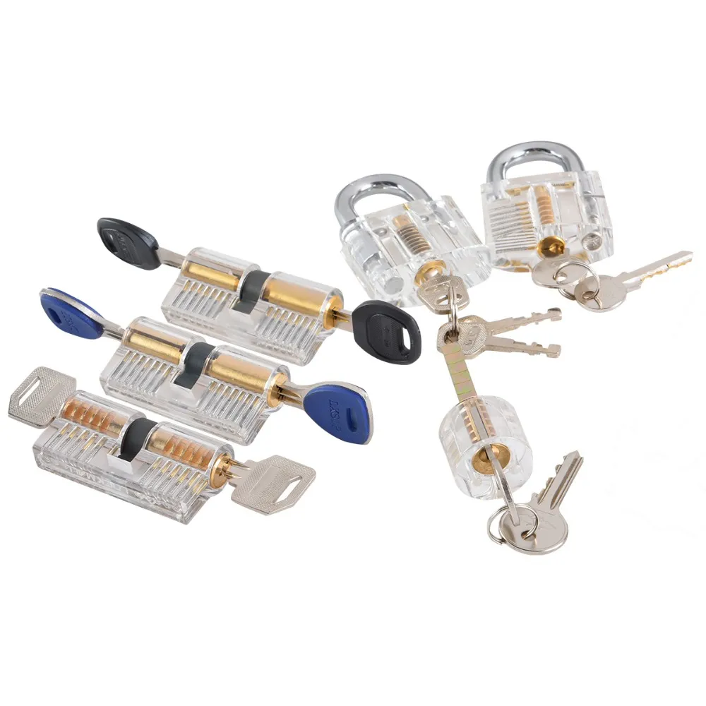 Nya 7st Transparenta Locks Combination Practice Locksmith Training Tools Cutaway Synliga låsplockuppsättningar