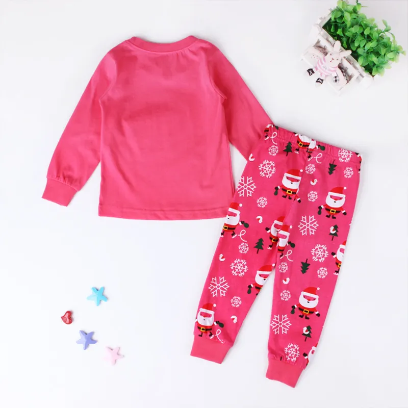 Natal Pijamas Crianças Outono Inverno Crianças Pijamas Roupas Crianças Infant Tops + Pants Set equipamento de Papai Noel do bebê do Natal Outfit