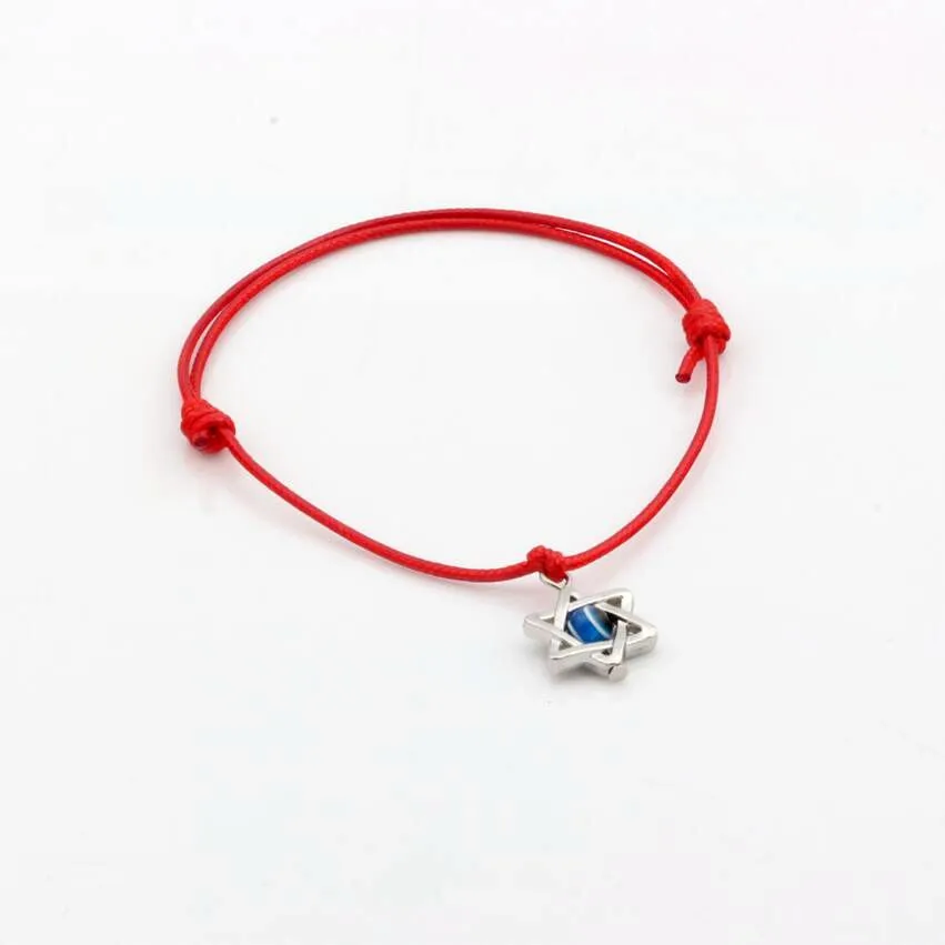 Heiß ! 50 Stück gemischte Kabbalah Hamsa Hand Davidstern Charms rote Farbe Wachsseil verstellbare Armbänder