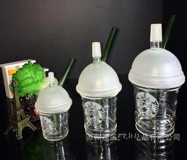 2018 Rushed Phone Fodraler Gratis frakt Sandblästrad Starbuck Cup DAB Concentrate Oil Rig Glas Bongs 14.4mm Dome och Nail Rökning Pipes Hookah