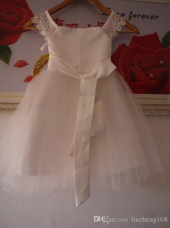 2015 NEW Lace Tulle Cap Sleeves TUTU Flower Girl Dress Wedding Easter Junior Bridesmaid