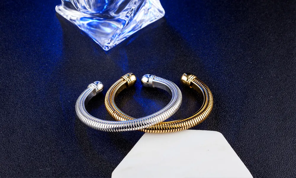 10st/mycket varmt presentfabrikspris 925 Silver Charm Bangle Twisted Snake Bones 18K Gold Armband Fashion Smycken 1824