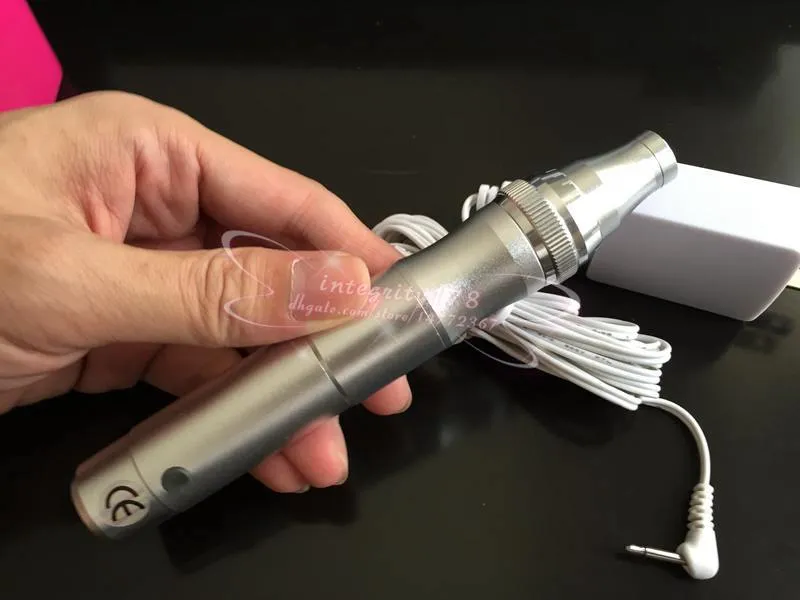 Gümüş Yeni Elektrikli Oto Derma Kalem Terapi Damga Anti-aging Yüz Mikro İğneler elektrikli kalem perakende ambalaj Ile
