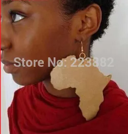Free shipping 2014 Hot Sale Good Wood Africa Map Earring for Women can acceptable mixed color order