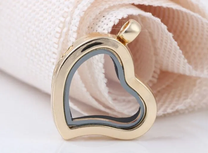 Wholesale Plain Heart Glass Floating Locket Pendant For Necklace Chain Making