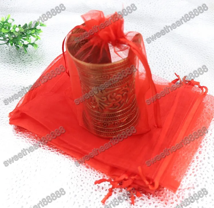 13X18CM Organza Sold Color Rectangle Jewelry Pouches Bags For Wedding Favors Wine Bottle Bag