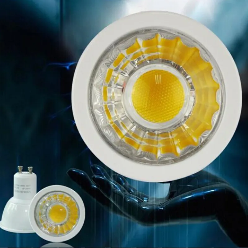 GU10 6W COB LED Reflektory Ściemniane AC110-240V Plastikowe aluminiowe dom światła punktowe zimna / ciepła biała lampa Darmowa Wysyłka 50 sztuk / partia LVD UL VDE