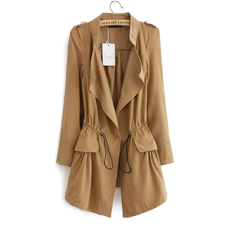 2015 European Style Autumn Elegant Lady Plus Size Slim Thin Overcoat ...