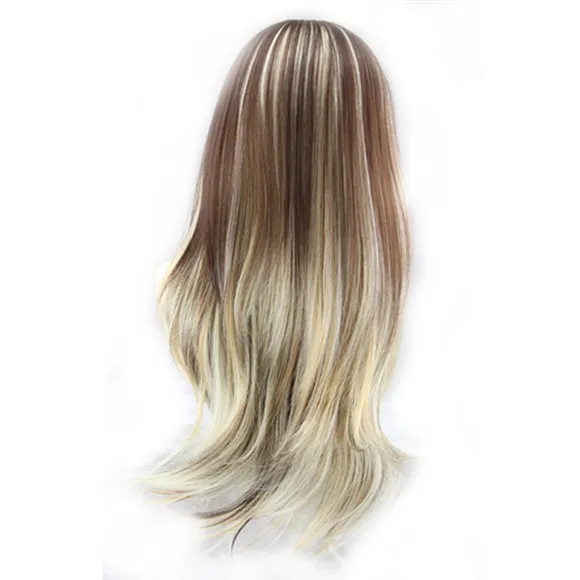 WoodFestival parrucca sintetica di colore mix donne ondulate lunghe parrucche in fibra leggermente resistente al calore bionda di alta qualità lady1144967