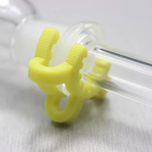 14mm Wspólne Plastikowe Kokon z żółtym Kolor Plastikowy Keck Laboratorium / Laboratorium Class Clip Do Szkła Bong Szkło Adapter Nektar Collector 14mm