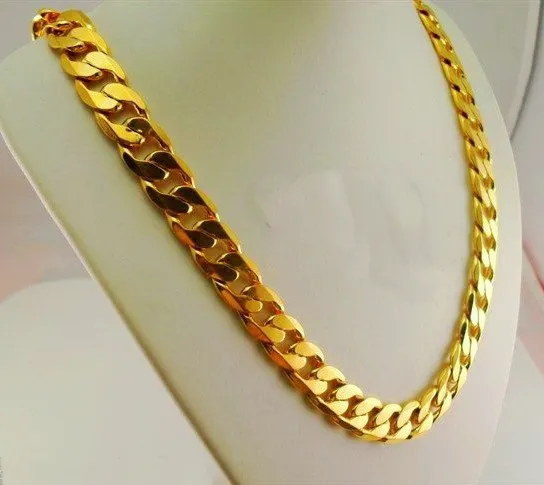 8mm * 60cm 24k guldpläterad manlig guldpläterad halsband män smycken alluvial elegant vintage gyllene kedja smycken