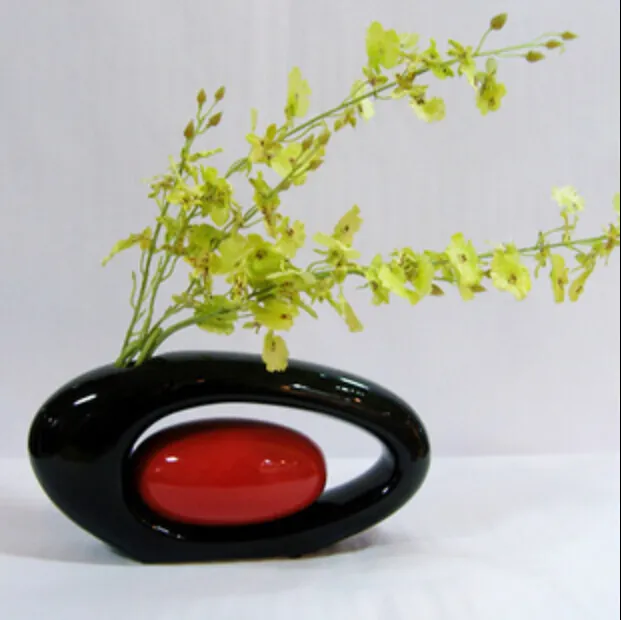 Modern keramisk vas för heminredning bordsskiva vas äggform röd svart vit färg5859051