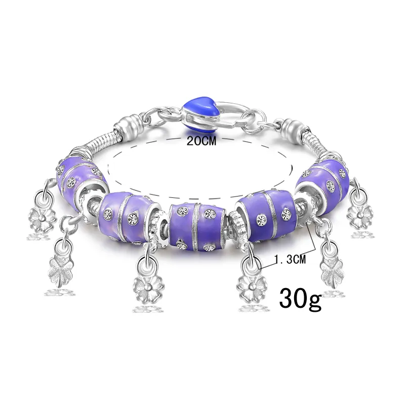 Livraison gratuite avec numéro de suivi Top vente 925 Bracelet en argent bleu amour Panla Bracelet bijoux en argent 10 pièces1515