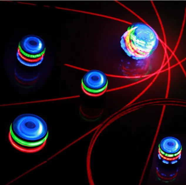 Retail LED Toys for Kids UFO Single Laser LED Colorful Light PegTop Gyro Spinning Top with Classic Music Drop 4174346