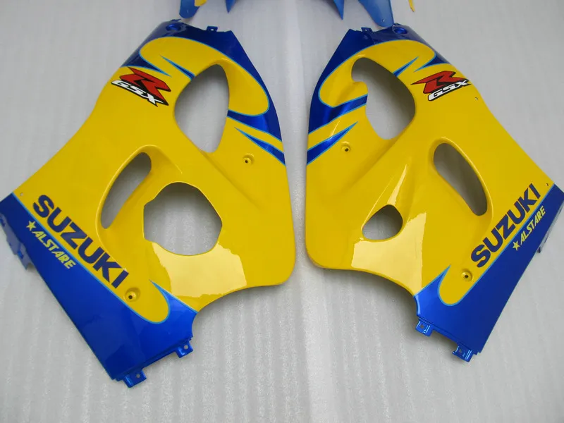 Kit carénage complet ABS pour SUZUKI GSXR600 GSXR750 1996 1997 1998 1999 2000 GSXR 600 750 96-00 jaune blanc bleu carénages set GB1