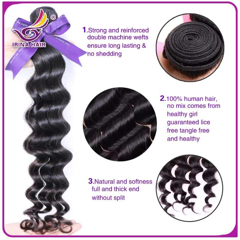 50 Off Dyeable Peruvian Malaysian Mongolian Hair Products Brazilian Virgin Hair Deep Wave 3 or 4 Bundles Human Hair Weave6888491