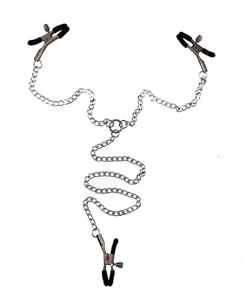 金属製の鋼のy形状の3頭の胸の乳首のクランプがクリトリスクランプBDSMボンデージギアフェチセックスのおもちゃ無料価格