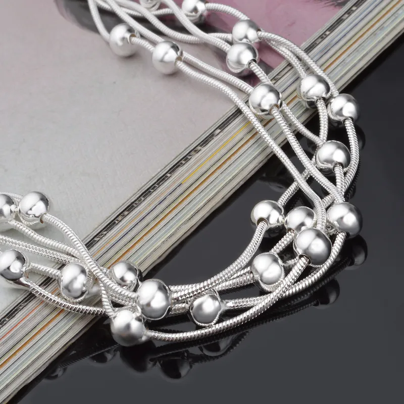 Gratis frakt med spårningsnummer Toppförsäljning 925 Silver Armband Light Bead Snake Chain Armband Silver Smycken 20stCheap 1793