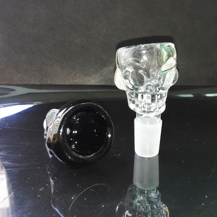 Gekleurde glazen schedel kruidhouder kom 14.5mm / 19mm gewricht 7 mm dik voor glazen waterleiding en bongs percolators asvanger