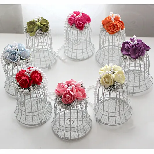 2021 Wedding Favor Boxes White Metal Bell Birdcage Shaped with Flowers Party Gift Boxes Supplies High Quality Candy Boxes For Guests