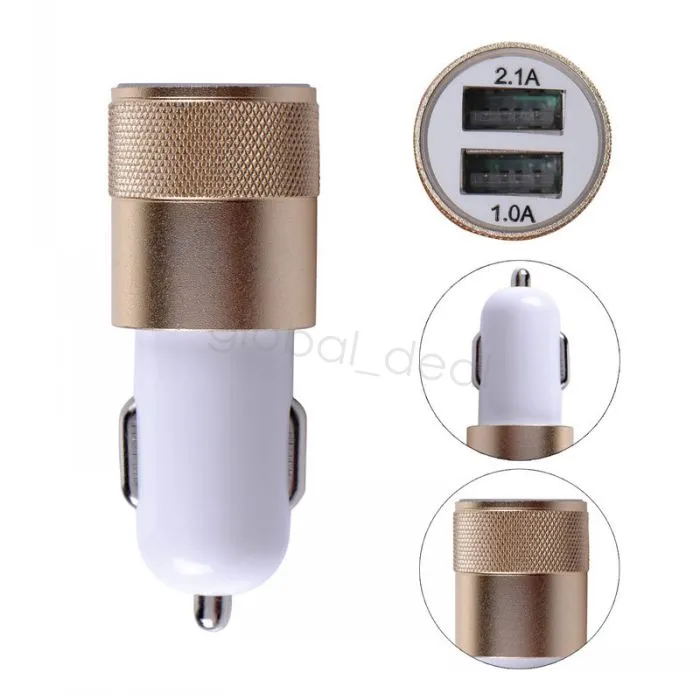 New Metal Alloy Shell 2.4A 1A 2-port Dual USB Universal Car Charger for Samsung