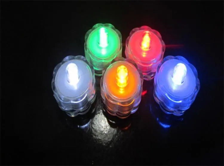 Kolorowe LED Tea Light Zatapiona świeca żarówki Światła Białe Wodoodporne świece Światła Bateria Operowany Wedding Birthday Party Xmas Decoration