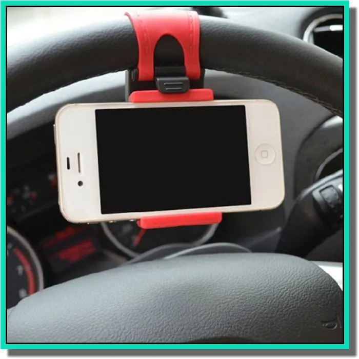 Universele Auto Streeling Stuurwiel Houder SMART Clip Auto Fiets Mount voor slimme mobiele sam Mobiele Telefoon GPS houder met doos