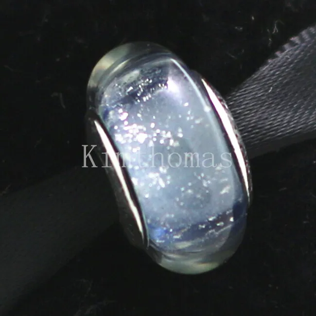 Perline sfuse fatte a mano in argento sterling 925 Cenerentola Fluorescenza in vetro di Murano Charm Bead Adatto a bracciali gioielli Pandora europei