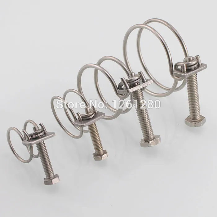 free shipping 20*2 stainless steel hose clamp double wire fitting hoop clamp pipe clamp factory Engineering fastener hardware