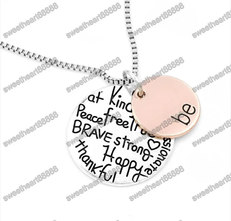 Hot sell "Be" Graffiti Friend Brave Pendant Necklaces Happy Strong Thankfull Charm 24" NL1622/3